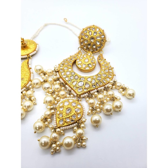 22kt Yellow Gold Kundan Polki Earring - Picture 6 of 7